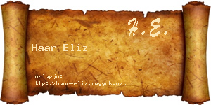 Haar Eliz névjegykártya